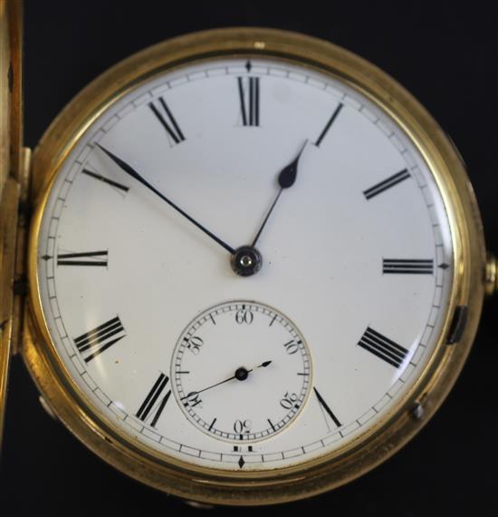 A Victorian 18ct gold hunter keyless lever pocket watch by John. H. Shaw,London,